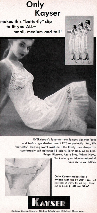 Kayser Butterfly Slip Made to Fit You All Nylon Tricot Lingerie 1953